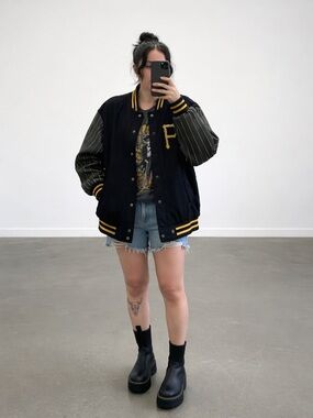 Reversible Vintage Pittsburgh Pirates Black and Gold Wool Varsity Jacket